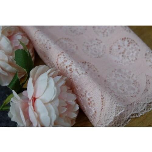 1 Yard 20cm Sewing Stretch French Net Light Pink Lace Fabric For DIY Clothing Headband Accessories Nylon Elastic Lace Trim