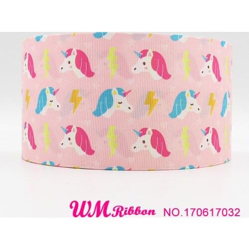 Q&N ribbon 3inch 75mm cartoon and unicorn printed grosgrain ribbon webbing 50yards/roll for headband free shipping