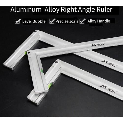 Woodworking Right Angle Aluminum Alloy Ruler Universal Durable Ruler High Precision Stainless Steel Line Drawing Measuring Tool