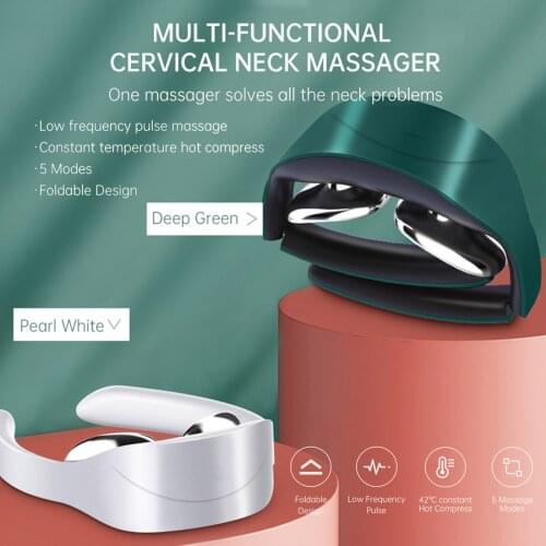 Mini Neck Massager Intelligent Heating Neck Massager Portable Massager 5 Massage Modes for Men Women Pain Muscle Relax