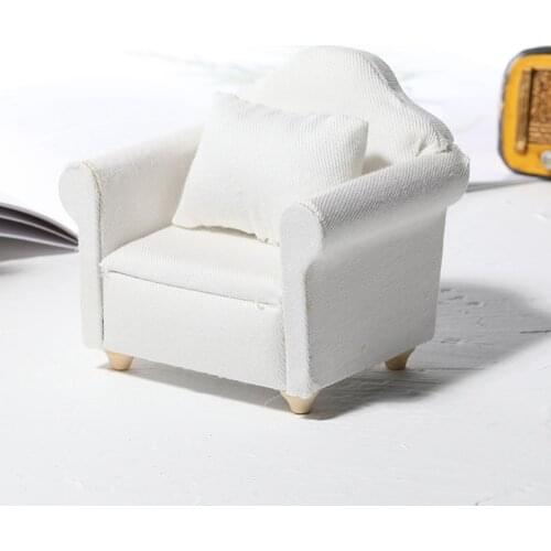 Simulation Mini Wooden Soft Modern Sofa Model For Dollhouse Living Room Accessories Toy Kids Gift Bed Room Decor Girls Gift