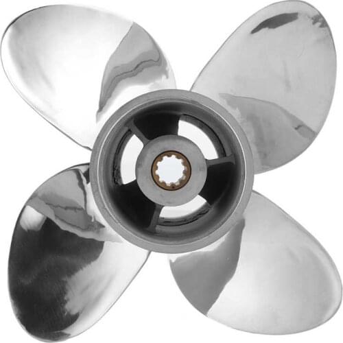 Marine Outboard Propeller 4 Blades 10 Spline Teeth Fit for HONDA 25-30HP 3in Gearcase Stainless Steel Propeller