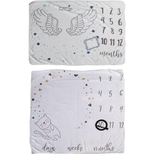 1 Set Baby Blanket Soft Flannel Photography Monthly Photo Newborn Children Milestone Sleeping Bath Crawling Mat