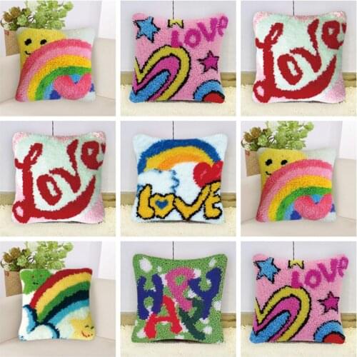 Latch Hook Pillow Smyrna Latch Hook Kits Diy Embroidery Foamiran Cross Stitch Pillows For Flowers Borduurpakket Kussen Gift Cat