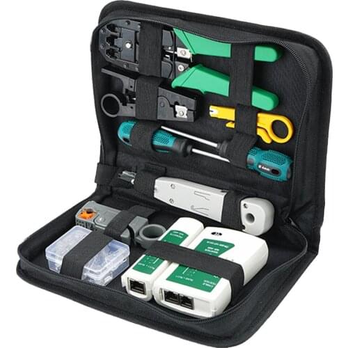 12Pcs RJ11 RJ45 Multi-Function Network Wiring Tool Set Three-Purpose Cable Clamp Tester Tool Kit Set