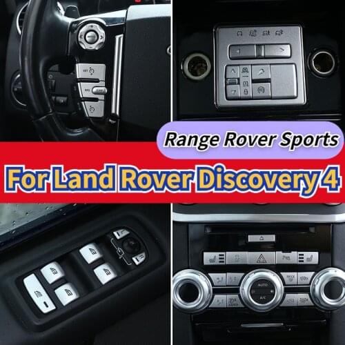 Aluminum Alloy Car Window Glass Lift Button Trim Cover Sticker for Land Rover Discovery 4 Range Rover Sports Car Accessories