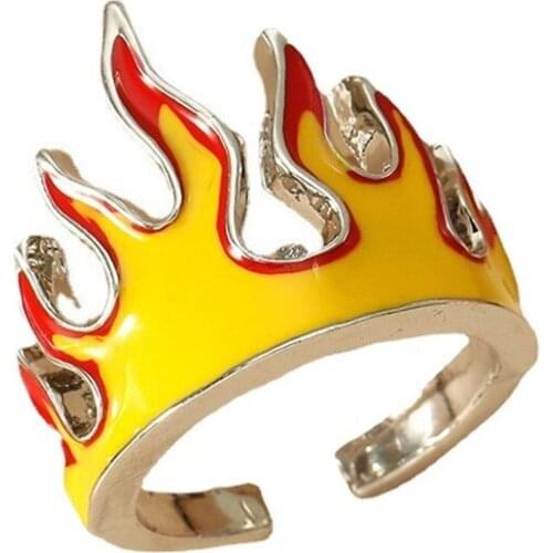 2021 New Creative Flame Ring European and American Personality Hipster Fashion Open Adjustable Ring Wind Meaning Prosperity
