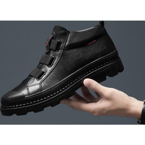 New Men Boots Chelsea Genuine Leather Ankle Boots High Quality Slip-on Man Desert Boots Brand Outdoor Shoes Warm Men Martin Shoe