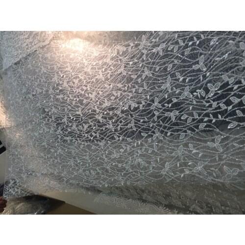 New 5yards/bag FH14# White Hand beads tulle mesh lace fabric for bridal wedding dress/sawing Free shipping alibaba express