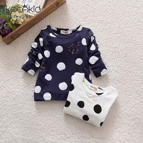 KACAKID Official Store Unisex Children Tshirts Cute Dots Children Boys Girls T Shirts Spring Autumn Children Boys Girls T Shirts