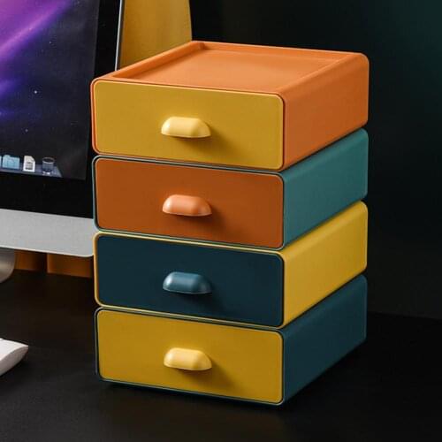 Office Storage Drawer Organizer Collapsible Large Capacity ABS Stackable Desktop Ring earrings Makeup Brush Folding Storage Case