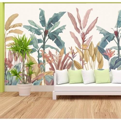 Custom Tropical Trees Wallpapers for Walls in Rolls 3d Walls Mural for Living Room Self Adhesive Wall Sticker Decor TV Furniture