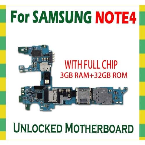 Unlock Mainboard For Samsung Galaxy Note 4 N910F N910C N910U N910A N910P N910V N910G N910T Motherboard 32GB Logic Board Android