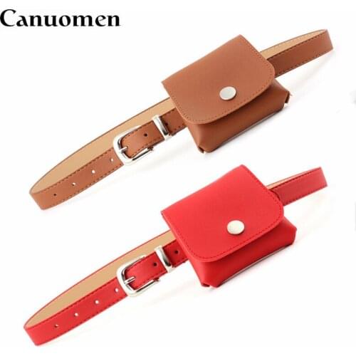 Canuomen Fashion PU Belt New Style Waistband Belt with Purse Clothing Accessories Black Brown High Quality Women Men Belts