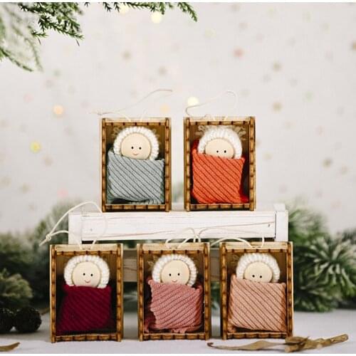 Christmas Party Home Decorations LED Light Wooden House Nutcracker Soldier Christmas Tree Hang Pendant Kids Toy New Year 2021
