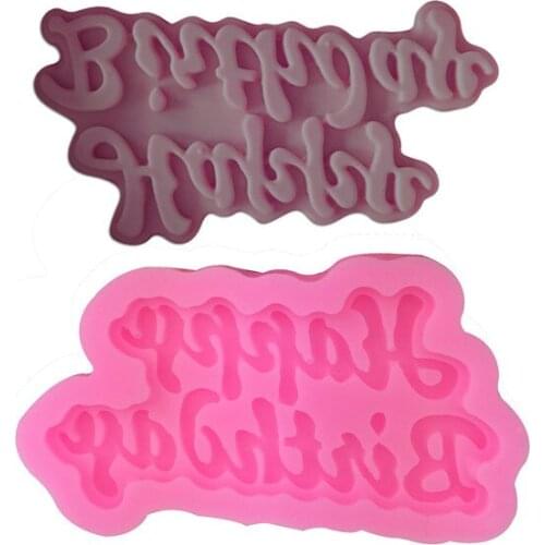 Silicone Cake Mold Happy Birthday for Ice Jelly Chocolate Fondant Sugar Craft Soft Pottery Resin Dessert Baking Decoration Tools