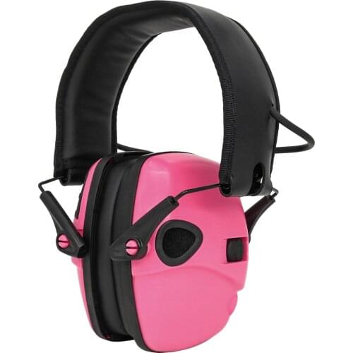 Foldable tactical electronic earmuffs outdoor hearing protection noise-cancelling headphones tactical shooting headphones pink