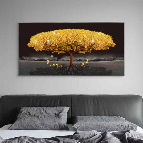 Modern Black Golden Rich Tree Diamond painting 5d Embroidery Mosaic Nature Picture for Living Room Aisle decor A650