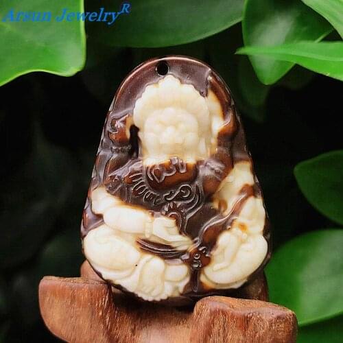 Tibetan Buddhism Auspicious Red God of Wealth Pendant Old Agate Carved Male and Female Amulet Buddha Necklace Pendant