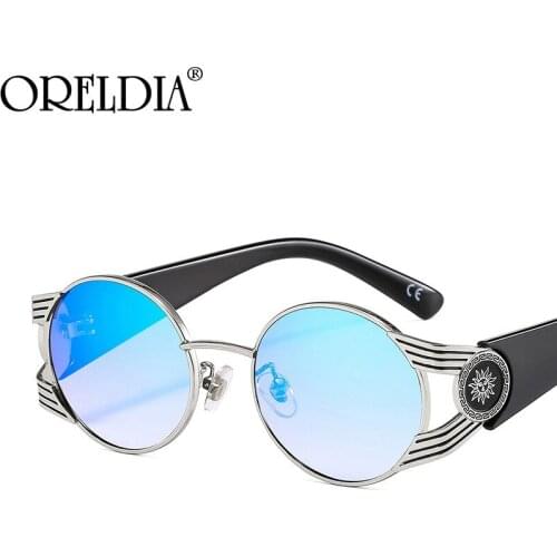 Vintage Round Punk Sunglasses Women Retro Colorful Sun Glasses Shades Eyewear Men Luxury Brand Metal Frames Eyeglasses UV400