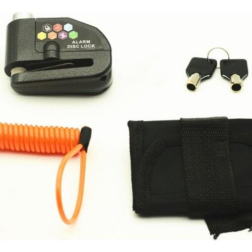 Waterproof Bicycle Anti-theft Lock Bicycle Lock Alarm Vibration Safety Lock Mountain Bike Disc Brake Lock + Bag + Reminder Rope