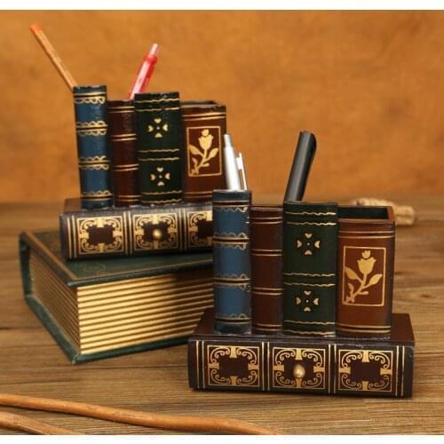 European Retro Style Storage Box Creative Book Shape Storage Box Trinket Jewelry Box Office Pen Secret Item Vintage Organizer