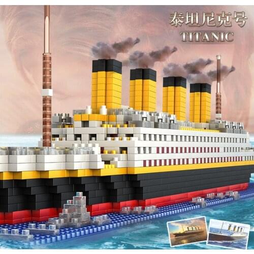 [Funny] Assembly 1860pcs Diamond TITANIC Luxury Cruise Ship 3D Boat model builing blocks Bricks education toy kids child gift