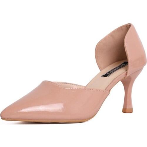 Womens Shoes Pumps 2019 New Summer Pointed Toe High Heels Slip-on Fine Heels Woman Pumps Size 35-39 Green/ Pink Colors