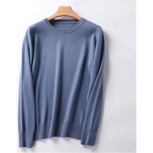 Goat cashmere knit women fashion o-neck pullover sweater solid color S-3XL retail wholesale