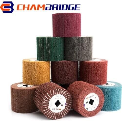 1Pc 120x100mm Non-Woven Wire Drawing Polishing Wheel Nylon Sour Pad Abrasive Flap Brush 60/80/120/180/240/320/400/600 Grit