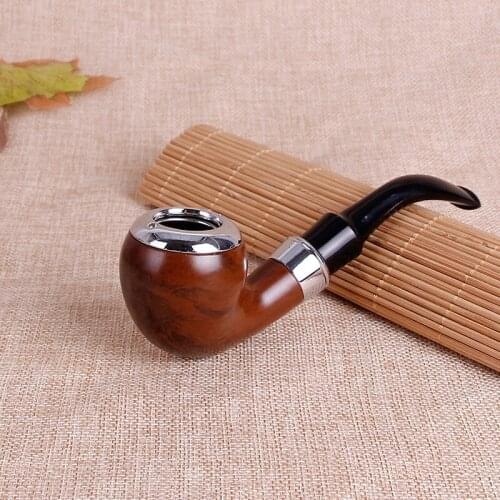 1Pcs Smoking Pipe Wood grain radian Resin Small Durable Smoking Cigarette Pipe gift box Tobacco Pipes accessories