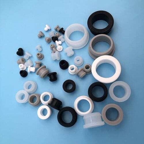 10pcs 2mm-30mm Silicone Rubber Snap-on Grommet Hole Plugs Bung Cable Wiring Protect Bush Black/White/GrayTransparent