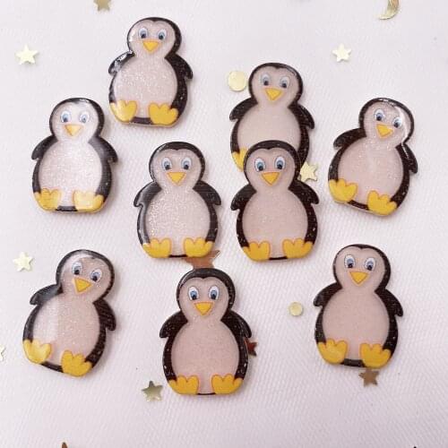 20PCS Glitter Kawaii Colorful Cute Penguin Baby Flatback Acrylic Sheet Miniature Pattern Applique DIY Decor Ornaments Craft F966