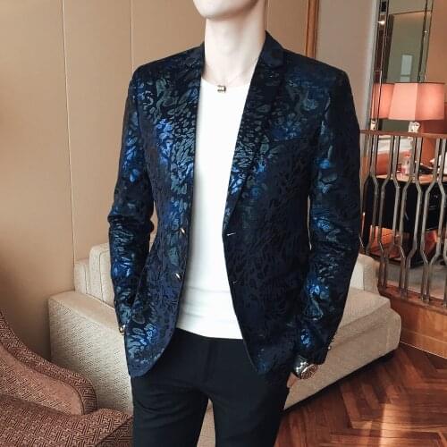 2021 Brand clothing Mens spring High-end Business Suit/Male Slim fit Printing Leisure Blazers/Male Clothing Dress Coats Homme
