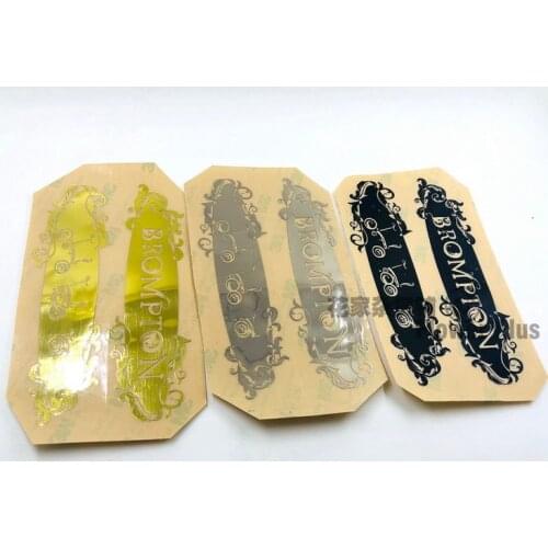 3-color bicycle sticker metal tags for brompton folding bicycle front beam sticker black gold silver