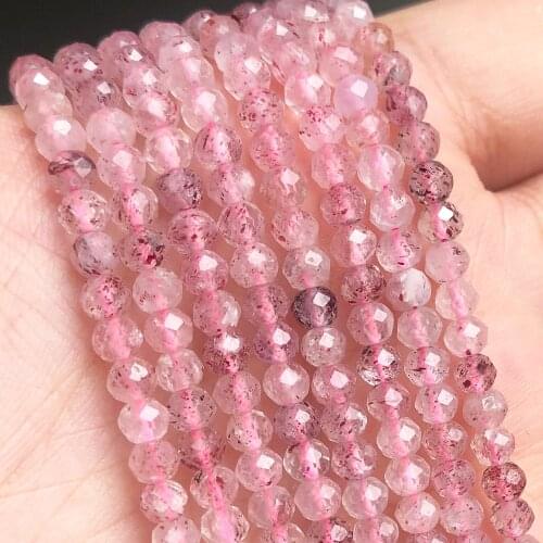 4x3mm Wholesale Strawberry Quartz Small Waist Beads Natural Faceted Rondelle Beads for Jewelry Making DIY Bracelet Earrings 15