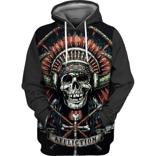 Papertiger Red Feather Bandana Cross Decorated Metal Skull Print Cool 3D Hooded Sweatshirts