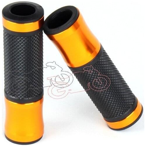 Free Shipping 1Pair Universal Fit For Motorcycle 7/8" Gold Handlebar Aluminum Rubber Gel Hand Grips Bike Bar End