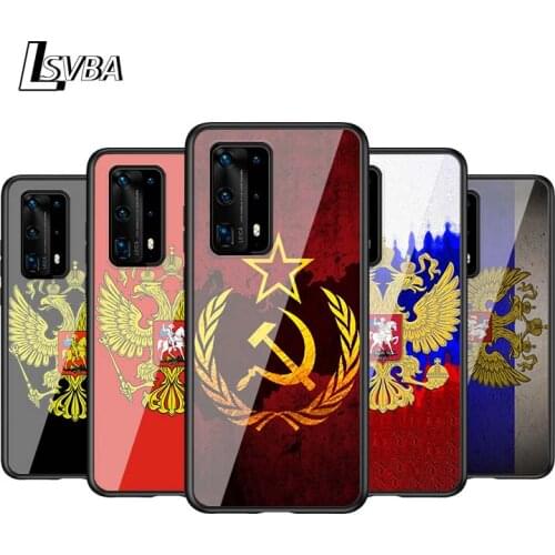 Russia Flag national emblem For Huawei P Smart Z S Plus 2020 2019 P40 P30 P20 Pro Lite E Plus 5G Lite Bright Black Phone Case