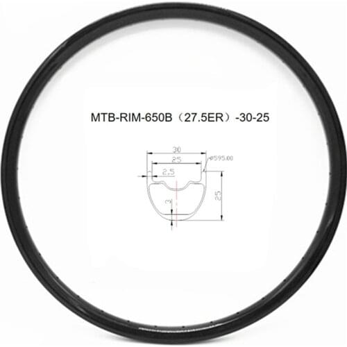 Graphene carbon mtb disc rims 27.5er 30x25mm tubeless mtb disc rim symmetry carbon mtb rims 650b bicycle rim XC 360g bike wheel