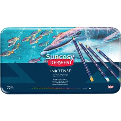 UK Derwent Inktense Pencil 72-Color Tin Set,Vibrant, intense colors Lightfast Includes reusable tin storage case,Ink Pencils