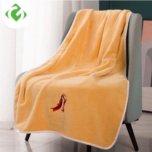 Coral Fleece Thickened National Tide Embroidered Bath Towel Absorbent And Quick-drying Towel Bathroom Microfiber Towel GY