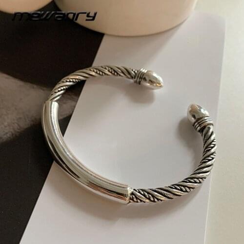 Mewanry 925 Sterling Silver Couples Bracelet for Women New Trend Vintage Punk Rock Party Twist Jewelry Birthday Gifts Wholesale