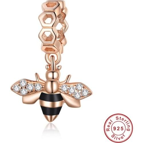 Genuine 100% 925 Sterling Silver Little Bee Charm for Original Luxury Bracelet make Brand Female silver Jewelry gift