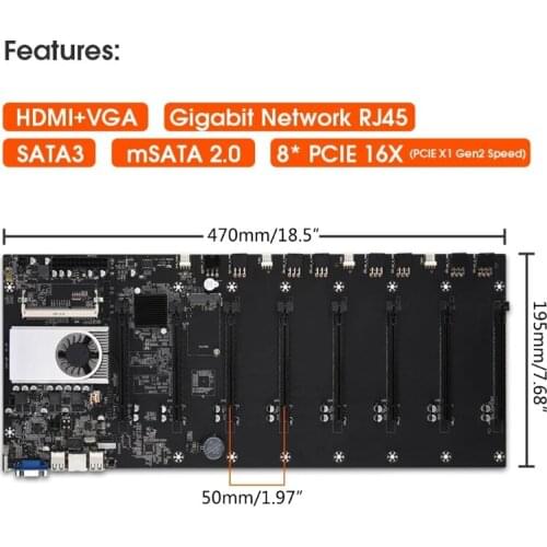 2021 New BTC-T37 mining machine motherboard CPU set 8 graphics card slot DDR3 memory integrated VGA interface