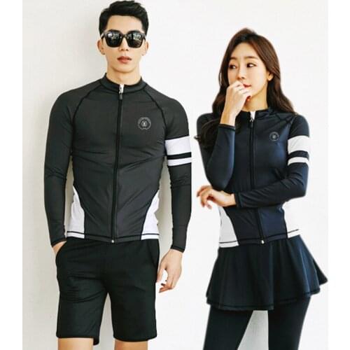 2020 New Long Sleeve Swimsuit Rashguard Diving Suit Womens Rash Guard Swimwear Split Pants Set Beach Sports Hot Couple Surfing