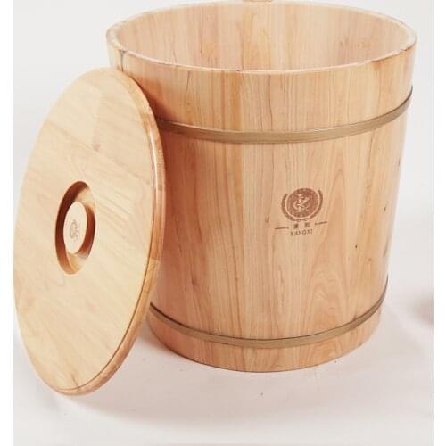 Moisture-proof and fresh-keeping solid wood round design rice storage barrel round edge rice storage box sealed insect-proof and