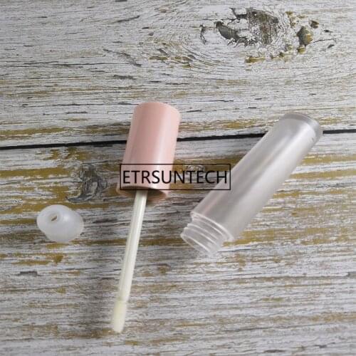 Empty Frosted Lip Gloss Tube with Pink Cap, Plastic Beauty Makeup Lipstick Refillable Bottle,Portable Lip Oil Package F1378