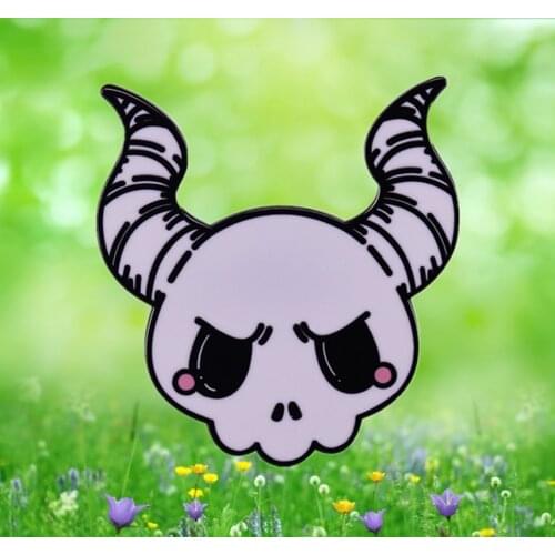 Satanic Baphomet Sabbatic Goat head skull horn Enamel Pin Gothic demon Devil Occult heathen Leviathan Halloween Punk Evil badge