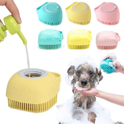 Pet Dog Shampoo Massager Brush Cat Massage Comb Grooming Scrubber Shower Brush for Bathing Hair Soft Clean Silicone Brushes
